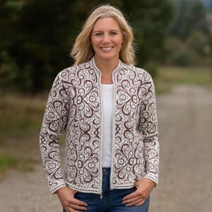 Peruvian Link Alpaca Collection Cardigan Womens Sz M Cocoa Cream Eclectic Luxe